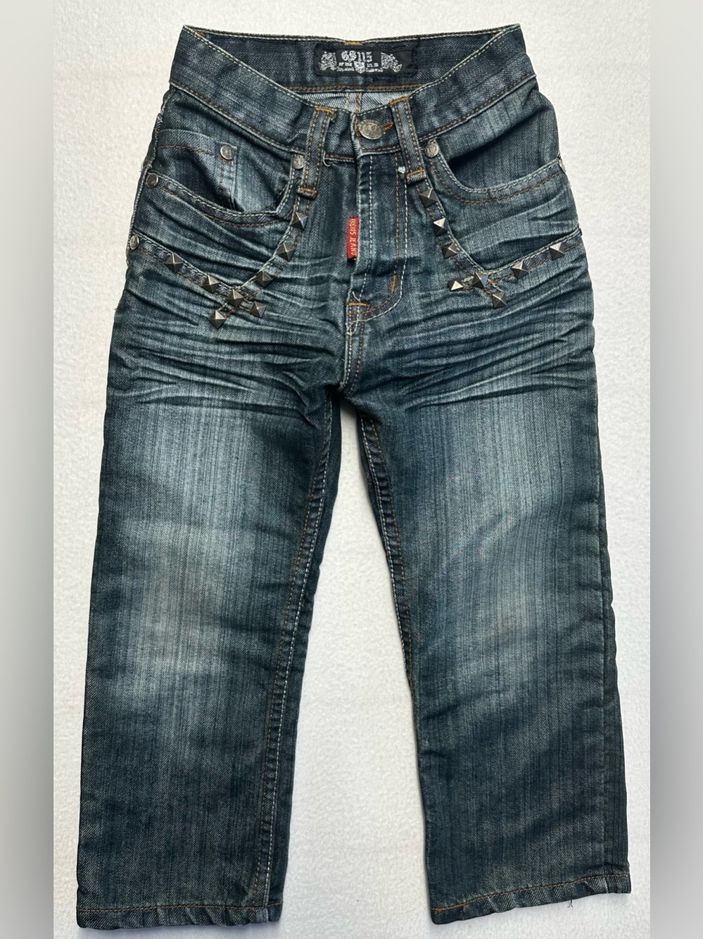 G115 Boys 4T Studded Denim Jeans • GS Embroidered Pockets